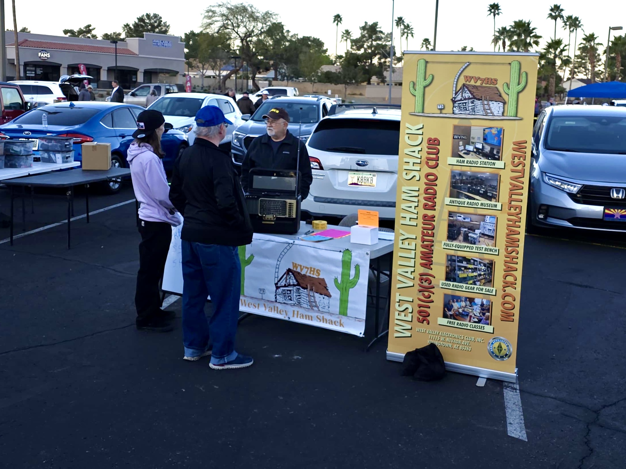West Valley Ham Shack booth with radio equipment at outdoor event